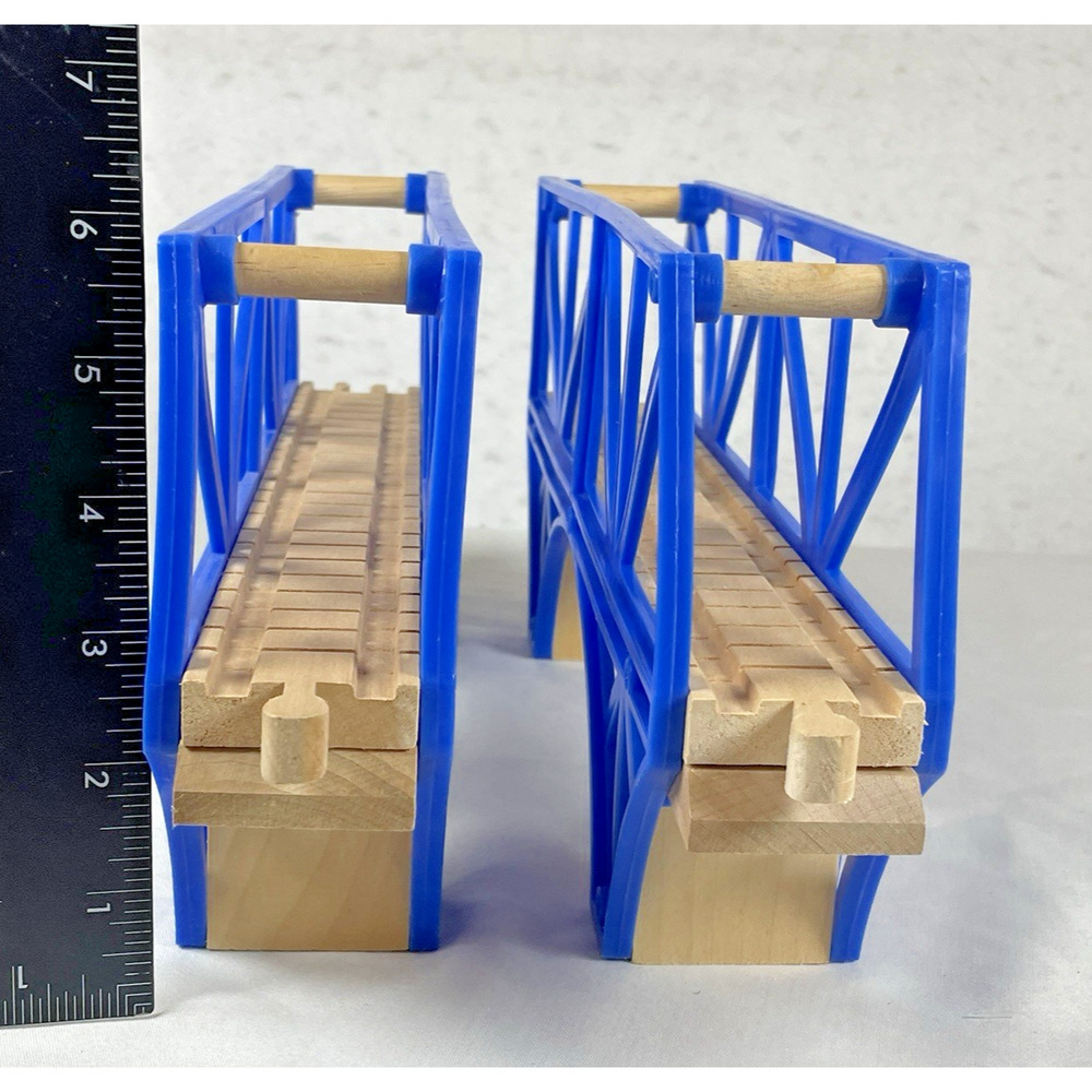 Thomas & Friends Wooden Train Railway Sodor Bay Blue Suspension Bridge x2 Vtg - Picture 3 of 5